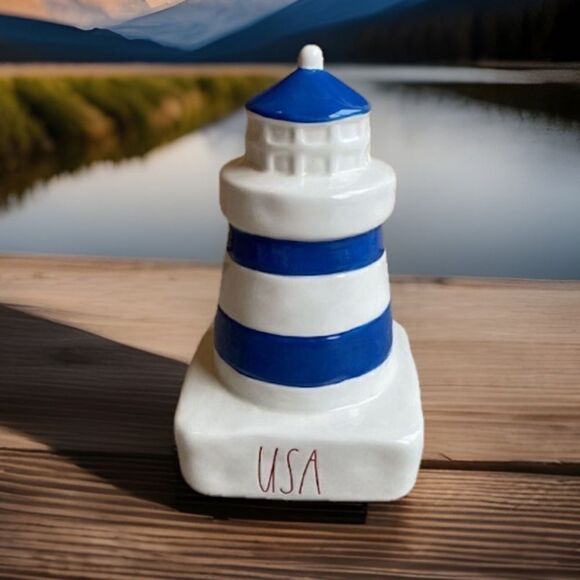 Rae Dunn Ceramic USA Lighthouse Statue - Picture 4 of 4